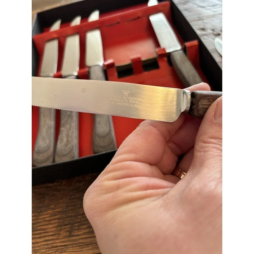 6 Vintage Westall Richardson Sheffield England Forever Sharp Steak Knives